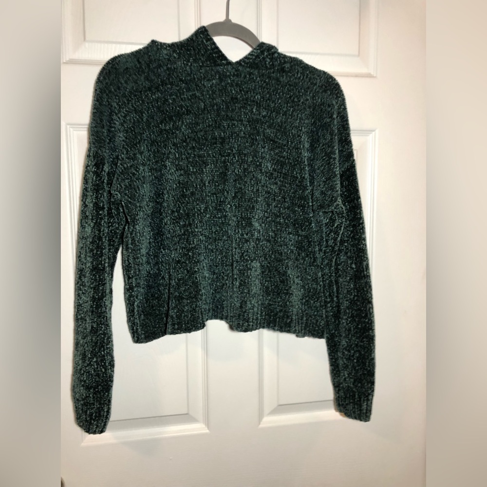 Green sweater with hood